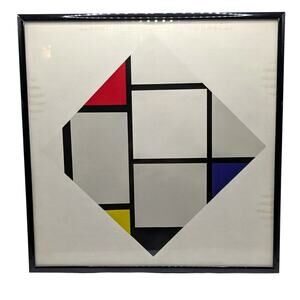 Vintage Framed Piet Mondrian Tableau No. IV: Lozenge Composition Serigraph Print